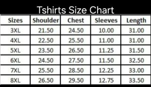 Tshirt Sizes